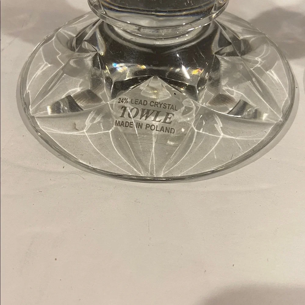 Set of 2 Towle 10” Leaded Crystal Tapered Candlestick Holders